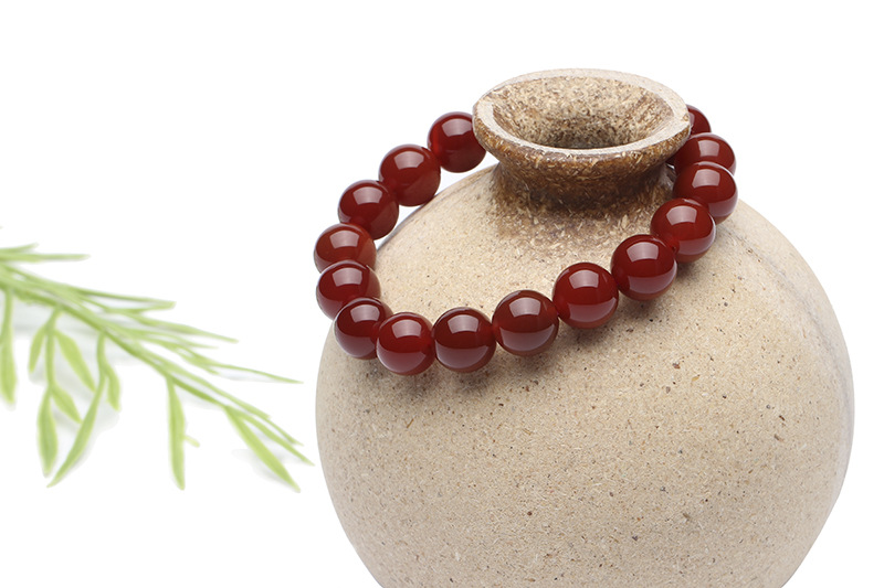 Natural Red Agate Bracelet Girl Couple Fashion Ornament Black Red Crystal Gem Birth Year Bracelet Bracelet Men