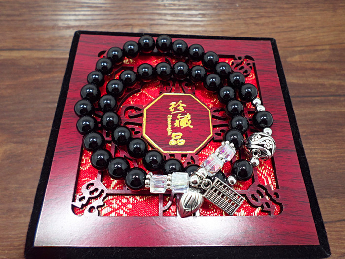 Crystal Bracelet Amethyst Black Agate Cute Kitten Painting Oil Leaves Multi-Layer Bracelet Hand Jewelry