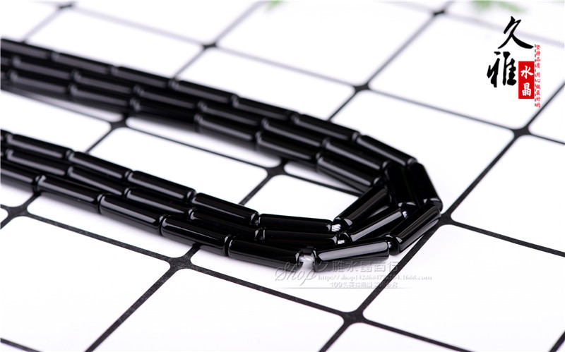 Jiuya Crystal Natural Black Agate Pillar Bamboo Joint DIY Ornament Accessories Long Tube Factory Direct Sales