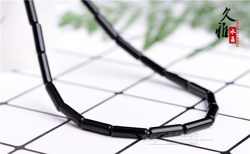 Jiuya Crystal Natural Black Agate Pillar Bamboo Joint DIY Ornament Accessories Long Tube Factory Direct Sales