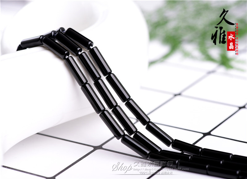 Jiuya Crystal Natural Black Agate Pillar Bamboo Joint DIY Ornament Accessories Long Tube Factory Direct Sales