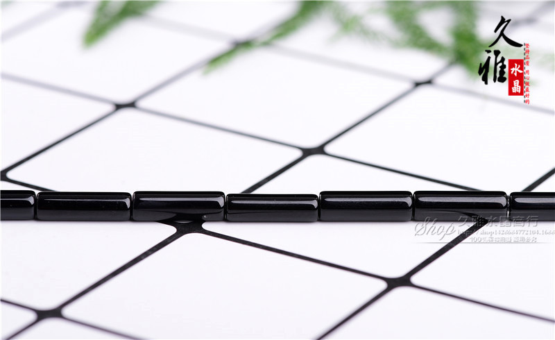 Jiuya Crystal Natural Black Agate Pillar Bamboo Joint DIY Ornament Accessories Long Tube Factory Direct Sales