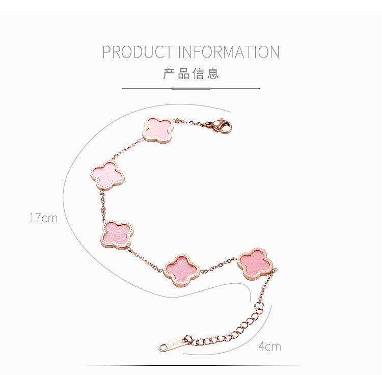 Red and Black Clover Pork Belly Bracelet Female Summer 18K Color Gold Rose Gold Fritillary Titanium Steel Double-Sided Agate Girl