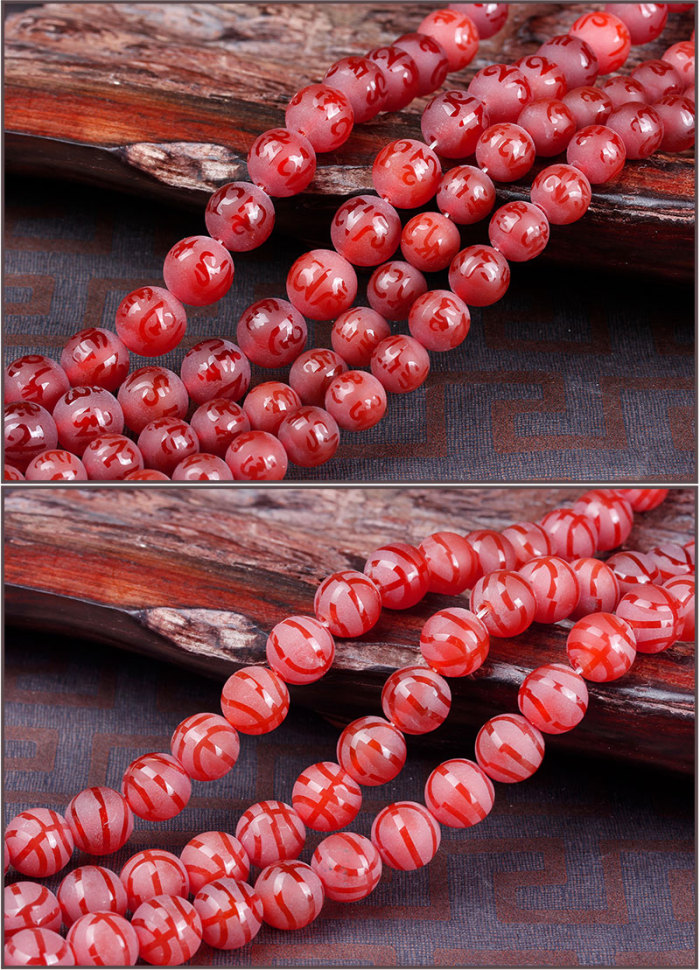 With the United States and crystal natural black and red frosted agate six words Proverbs beads beads beads DIY semi-