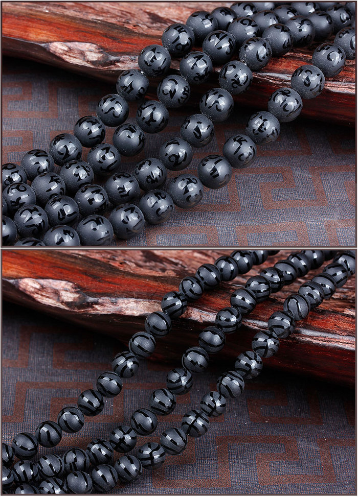 With the United States and crystal natural black and red frosted agate six words Proverbs beads beads beads DIY semi-
