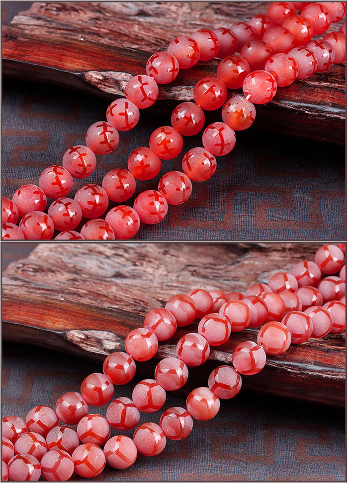 With the United States and crystal natural black and red frosted agate six words Proverbs beads beads beads DIY semi-