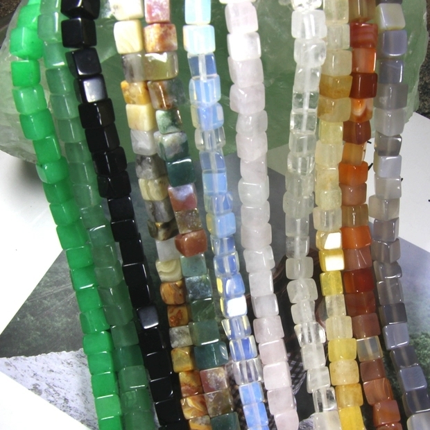 Natural ore white yellow powder crystal grey black red crazy agate India 6mm Square bead DIY accessories