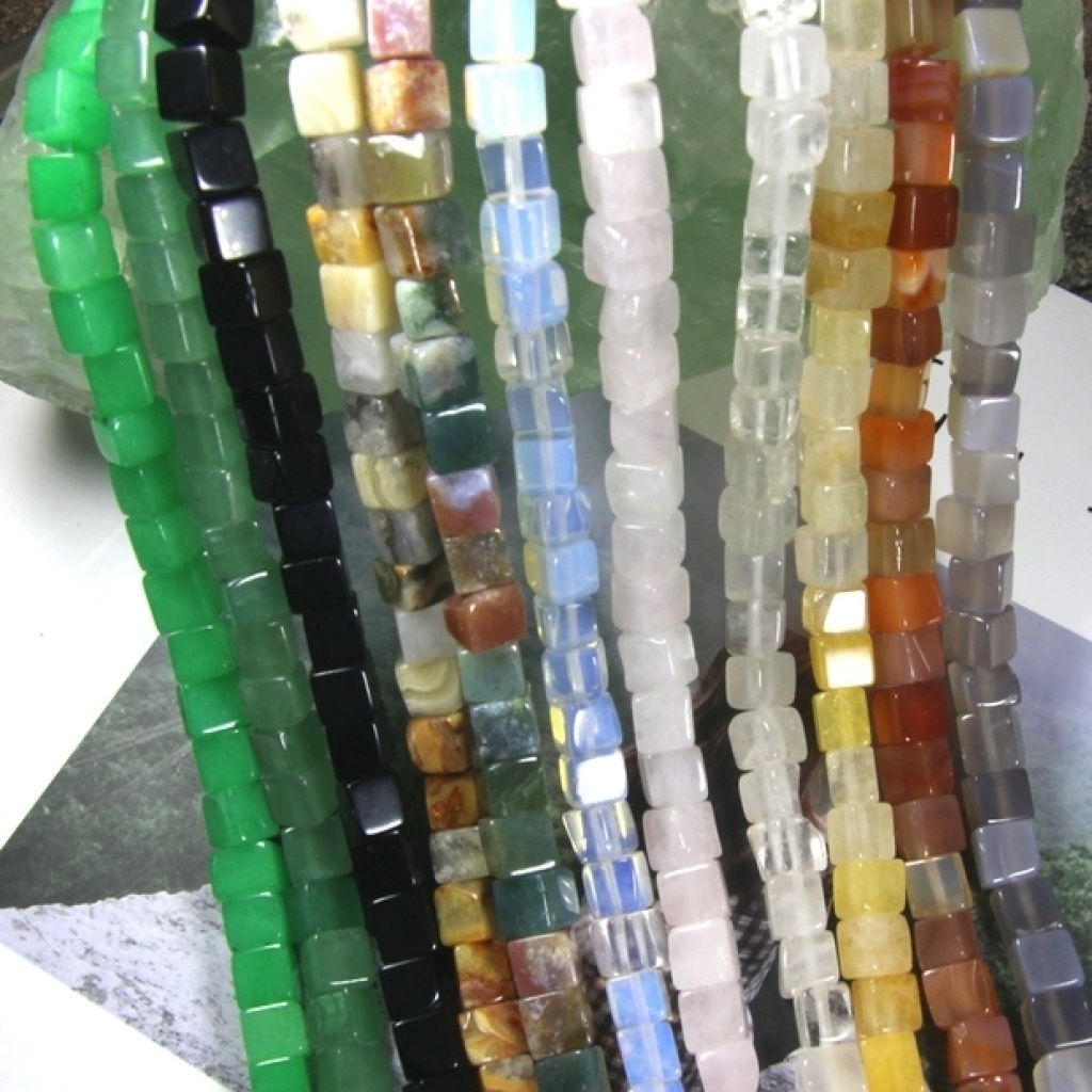 Natural ore white yellow powder crystal grey black red crazy agate India 6mm Square bead DIY accessories