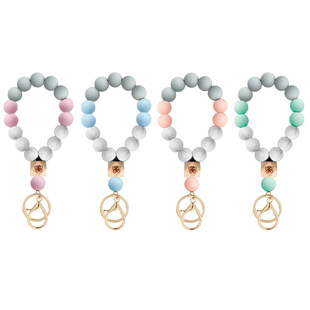 Color Silicone Beads Bracelet Key Ring Europe and America Cross Border Water Transfer New Bracelet Bracelet Key Chain Color Silicone Beads Bracelet Key Ring Europe and America Cross Border Water Transfer New Bracelet Bracelet Key Chain
