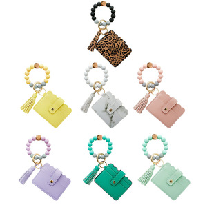 Color Silicone Beads Bracelet Key Ring Europe and America Cross Border Water Transfer New Bracelet Bracelet Key Chain Color Silicone Beads Bracelet Key Ring Europe and America Cross Border Water Transfer New Bracelet Bracelet Key Chain