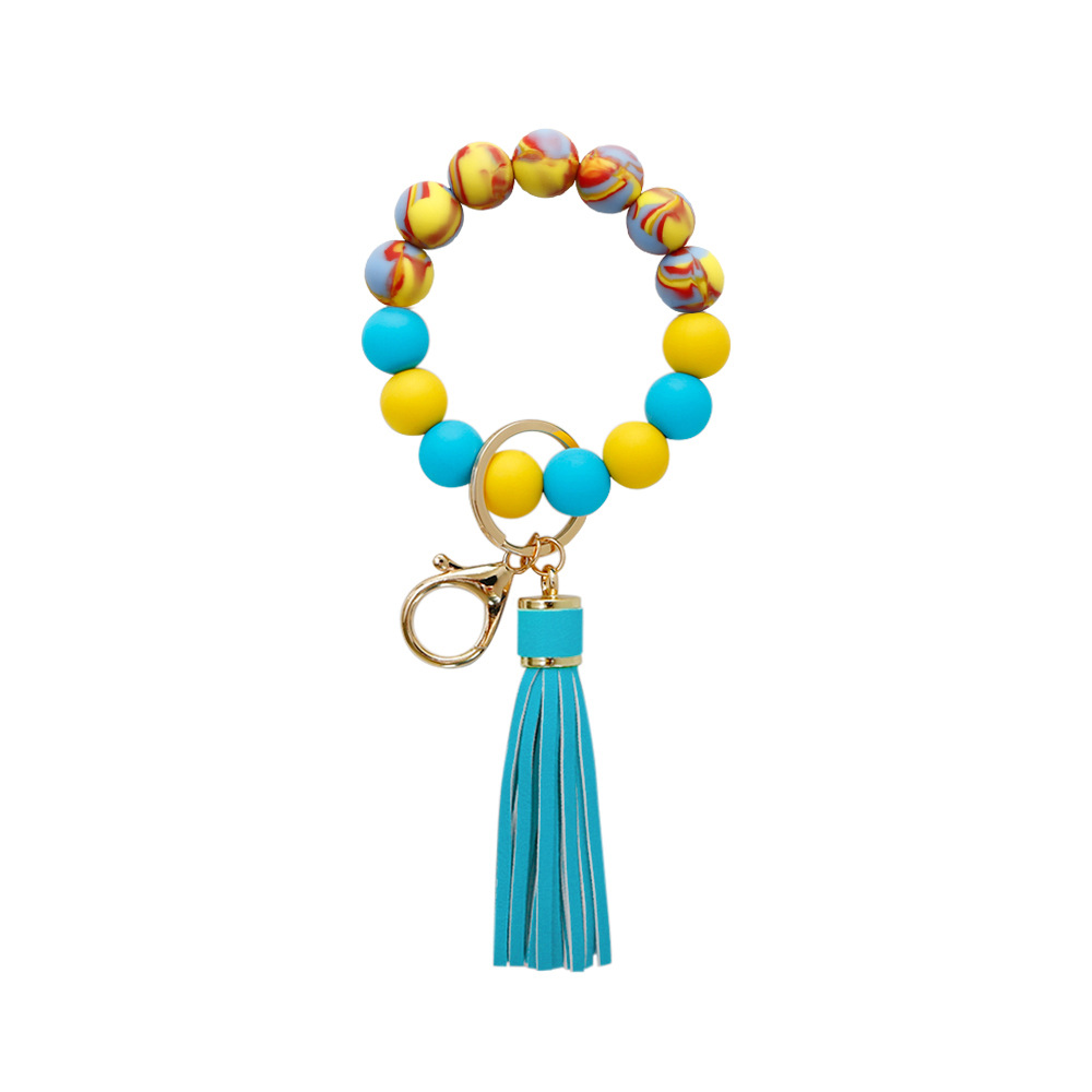 Color Silicone Beads Bracelet Key Ring Europe and America Cross Border Water Transfer New Bracelet Bracelet Key Chain Color Silicone Beads Bracelet Key Ring Europe and America Cross Border Water Transfer New Bracelet Bracelet Key Chain