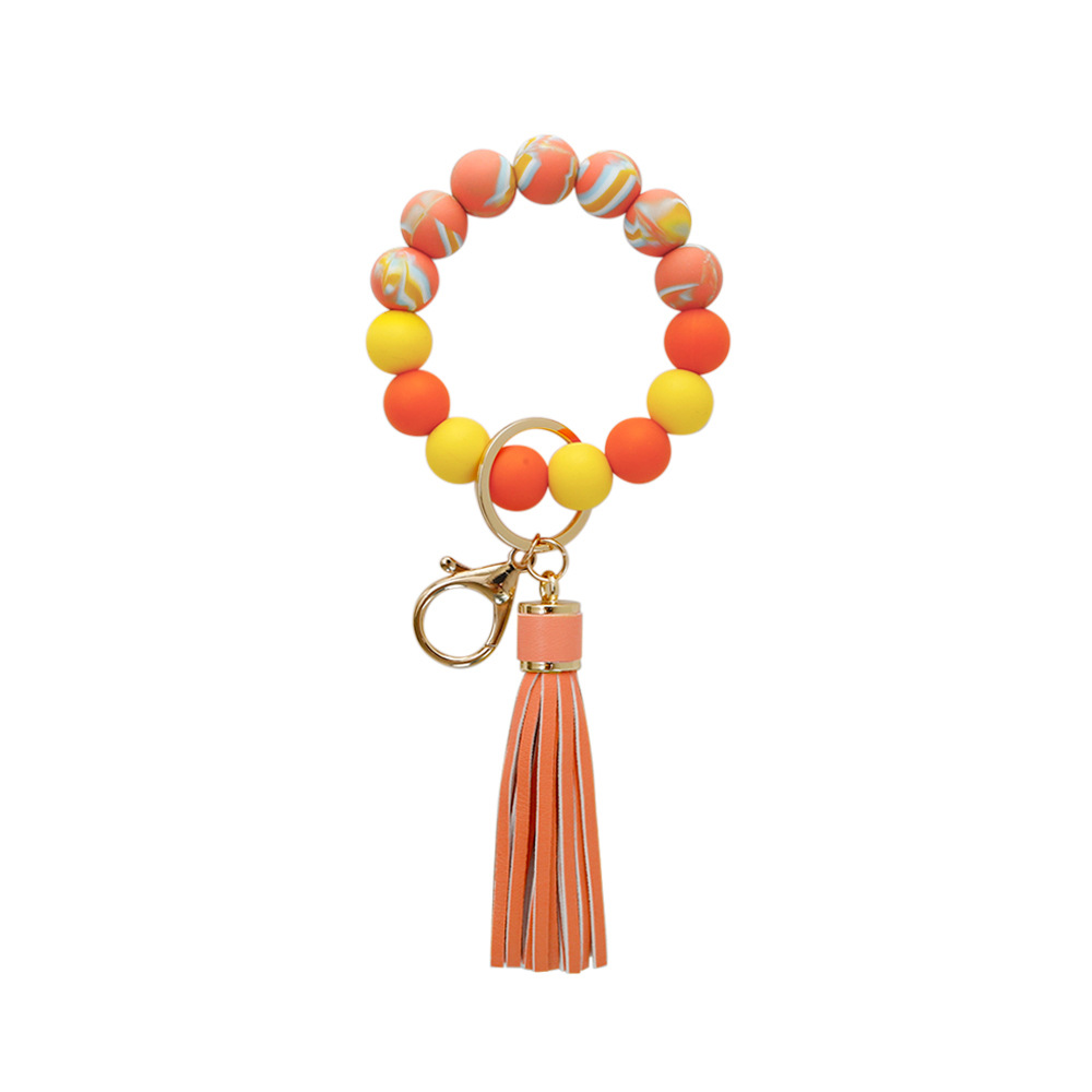 Color Silicone Beads Bracelet Key Ring Europe and America Cross Border Water Transfer New Bracelet Bracelet Key Chain Color Silicone Beads Bracelet Key Ring Europe and America Cross Border Water Transfer New Bracelet Bracelet Key Chain