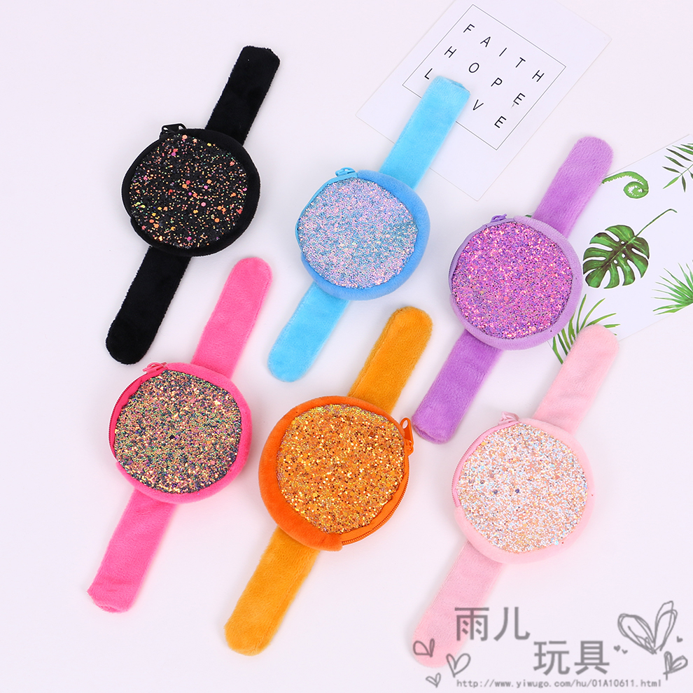 Factory Direct Sales Sequin Coin Purse Ring Pop Fashion Children Adult Wrist Strap Coin Purse Color Bracelet Gift
