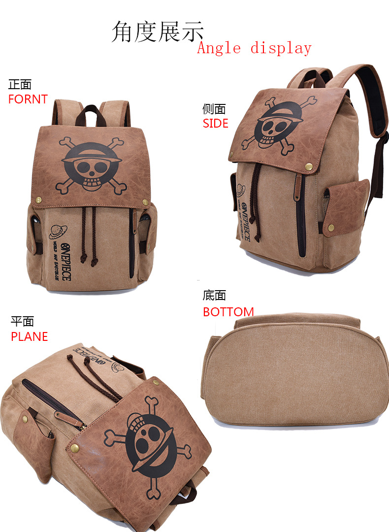 Cross-Border Hot Selling Anime BackPack Attack Giant One Piece Naruto Peripheral Student Casual Canvas Schoolbag Cross-Border Hot Selling Anime BackPack Attack Giant One Piece Naruto Peripheral Student Casual Canvas Schoolbag