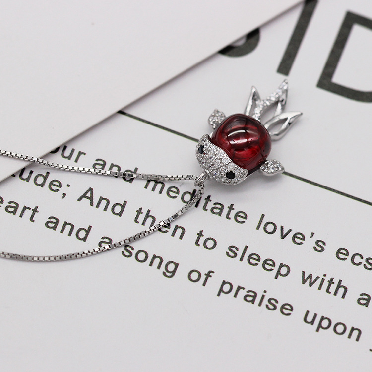 S925 pure silver plated platinum use garnet goldfish necklace simple and stylish valentine 's day gift popular in Chesapeake and Japan S925 pure silver plated platinum use garnet goldfish necklace simple and stylish valentine 's day gift popular in Chesapeake and Japan