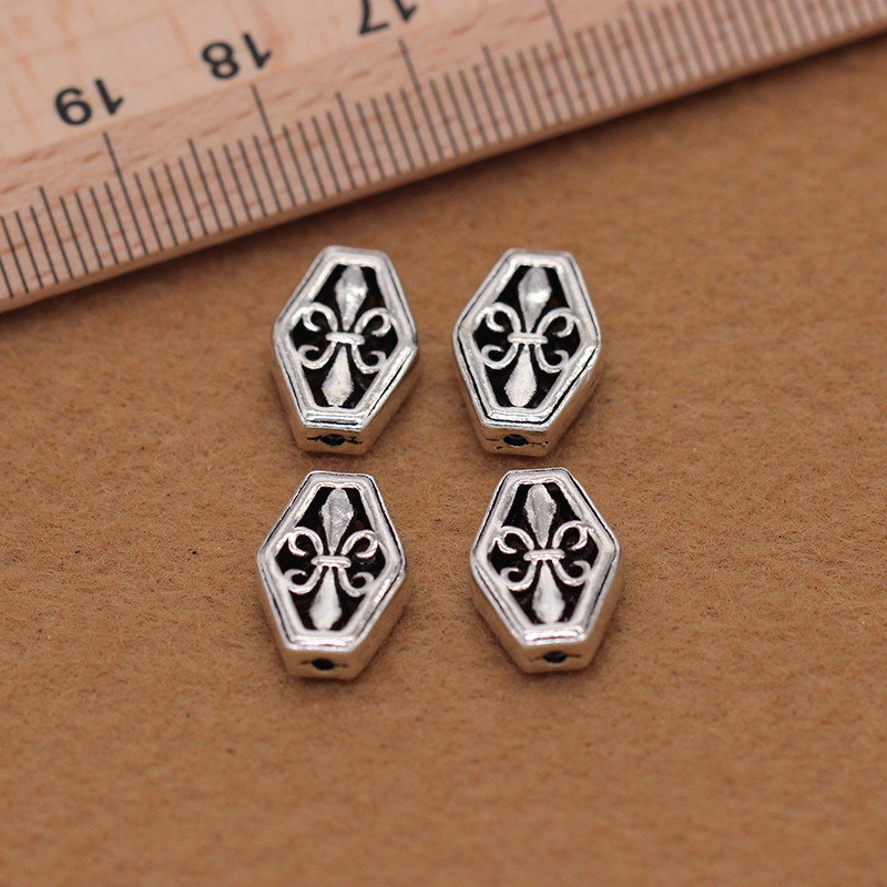 The S925 Sterling Silver Cross Thai silver Accessories wholesale DIY bracelet Garnet Beaded Partition piece Bead Hollowed -out pattern beads