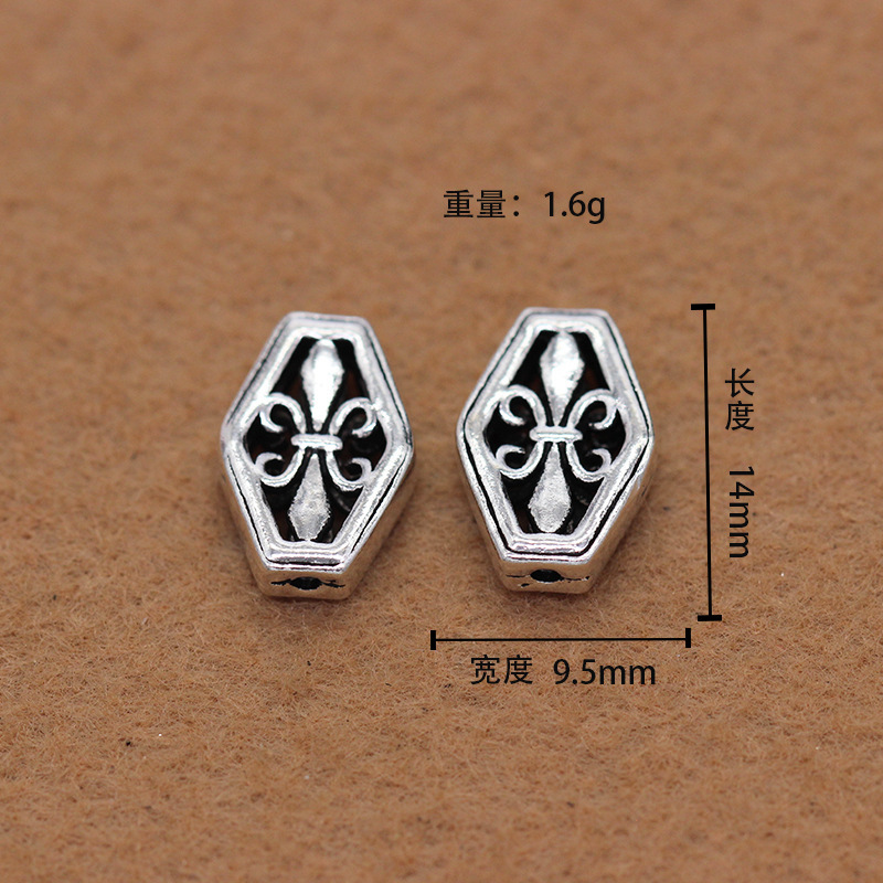 The S925 Sterling Silver Cross Thai silver Accessories wholesale DIY bracelet Garnet Beaded Partition piece Bead Hollowed -out pattern beads