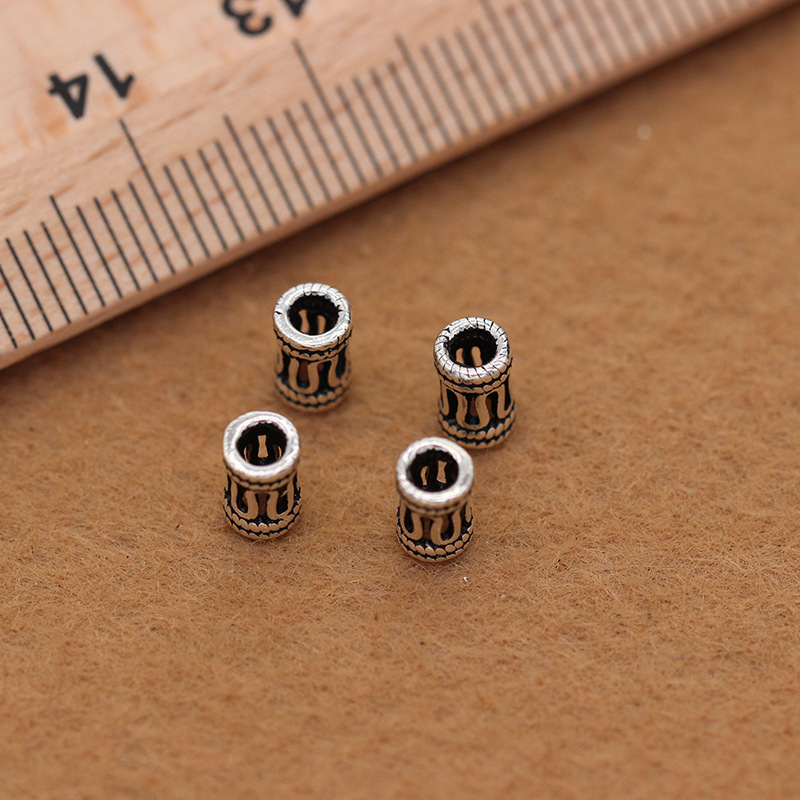 Geometric Regulation S925 Sterling Silver Accessories wholesale DIY bracelet Garnet Beaded Partition Hollowed out Beads - Out Beads