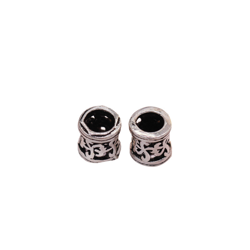 The S925 Pure Yintai Silver Accessories wholesale DIY bracelet Garnet Beaded Bead hollowed-out pattern beads