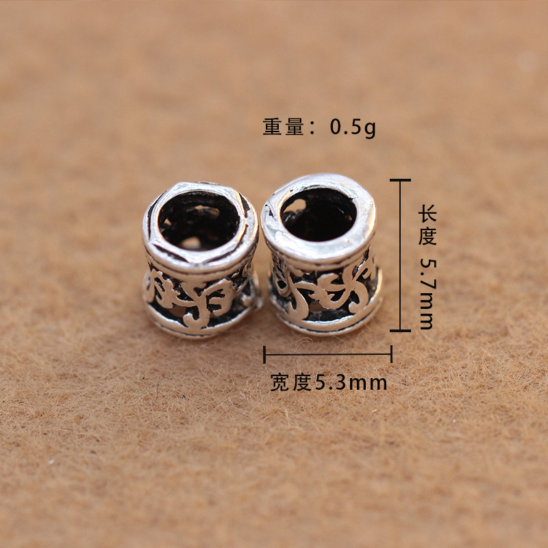 The S925 Pure Yintai Silver Accessories wholesale DIY bracelet Garnet Beaded Bead hollowed-out pattern beads The S925 Pure Yintai Silver Accessories wholesale DIY bracelet Garnet Beaded Bead hollowed-out pattern beads
