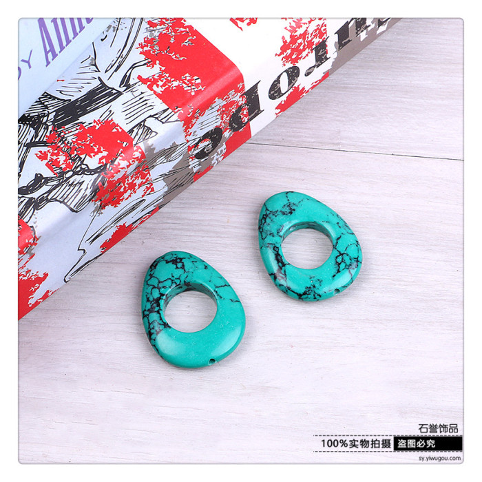 Hollowed-out turquoise stone pendant beads and beads of DIY hand chain jewelry accessories accessories Hollowed-out turquoise stone pendant beads and beads of DIY hand chain jewelry accessories accessories