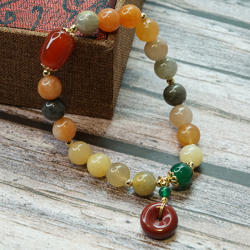 New Chalcedony Gourd Bracelet Women's Retro Chinese Style Ethnic Olivine Bracelet Simple Jinsi Jade Bracelet Wholesale New Chalcedony Gourd Bracelet Women's Retro Chinese Style Ethnic Olivine Bracelet Simple Jinsi Jade Bracelet Wholesale