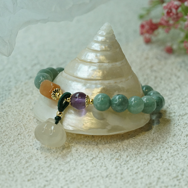 New Chalcedony Gourd Bracelet Women's Retro Chinese Style Ethnic Olivine Bracelet Simple Jinsi Jade Bracelet Wholesale New Chalcedony Gourd Bracelet Women's Retro Chinese Style Ethnic Olivine Bracelet Simple Jinsi Jade Bracelet Wholesale