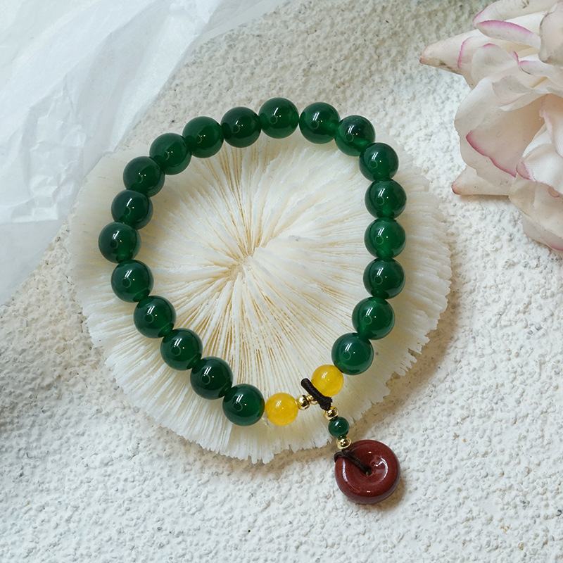 New Chalcedony Gourd Bracelet Women's Retro Chinese Style Ethnic Olivine Bracelet Simple Jinsi Jade Bracelet Wholesale New Chalcedony Gourd Bracelet Women's Retro Chinese Style Ethnic Olivine Bracelet Simple Jinsi Jade Bracelet Wholesale