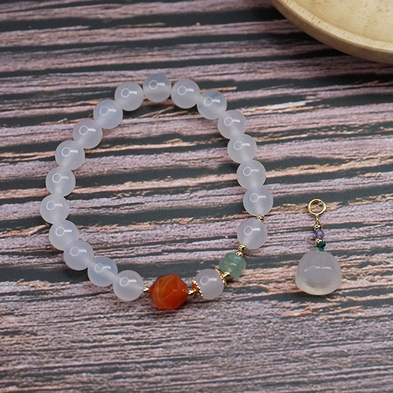 New Chalcedony Gourd Bracelet Women's Retro Chinese Style Ethnic Olivine Bracelet Simple Jinsi Jade Bracelet Wholesale New Chalcedony Gourd Bracelet Women's Retro Chinese Style Ethnic Olivine Bracelet Simple Jinsi Jade Bracelet Wholesale
