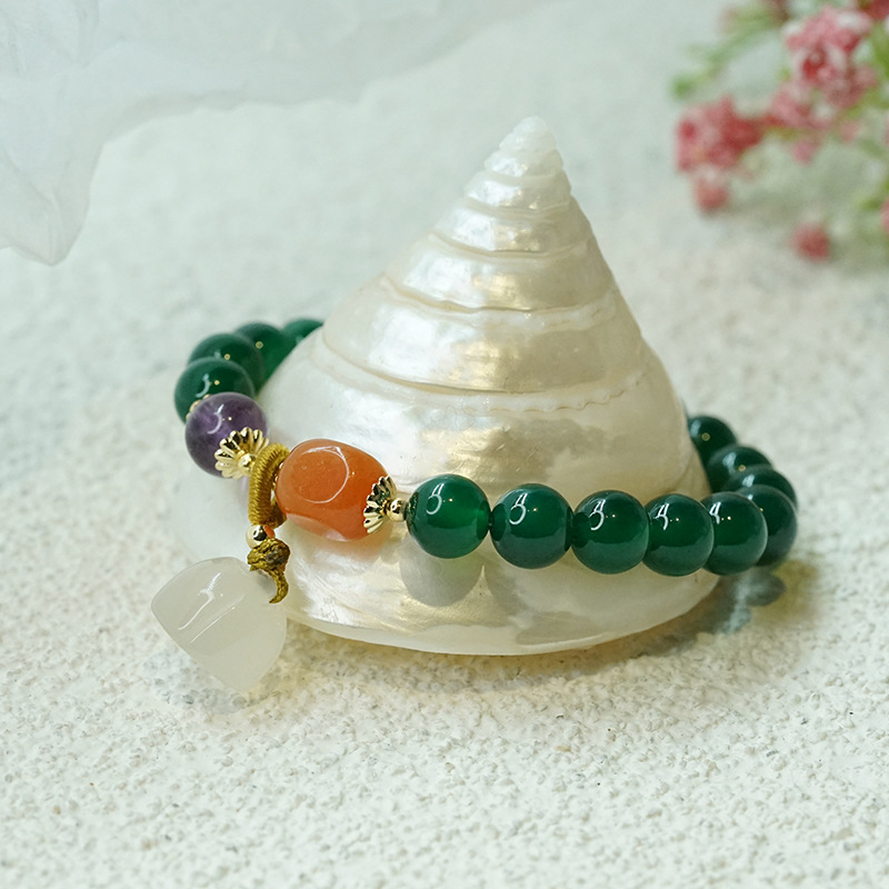 New Chalcedony Gourd Bracelet Women's Retro Chinese Style Ethnic Olivine Bracelet Simple Jinsi Jade Bracelet Wholesale New Chalcedony Gourd Bracelet Women's Retro Chinese Style Ethnic Olivine Bracelet Simple Jinsi Jade Bracelet Wholesale