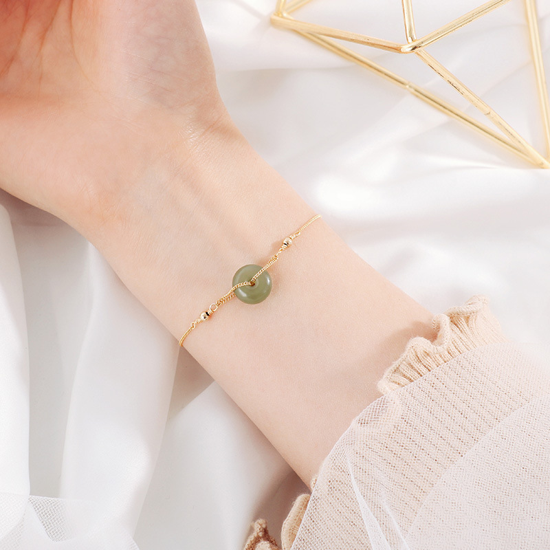 Hetian Jade Bracelet Light Luxury Minority Design Ins Exquisite Female Student Girlfriends Birthday Gift for Girlfriend Mori Style