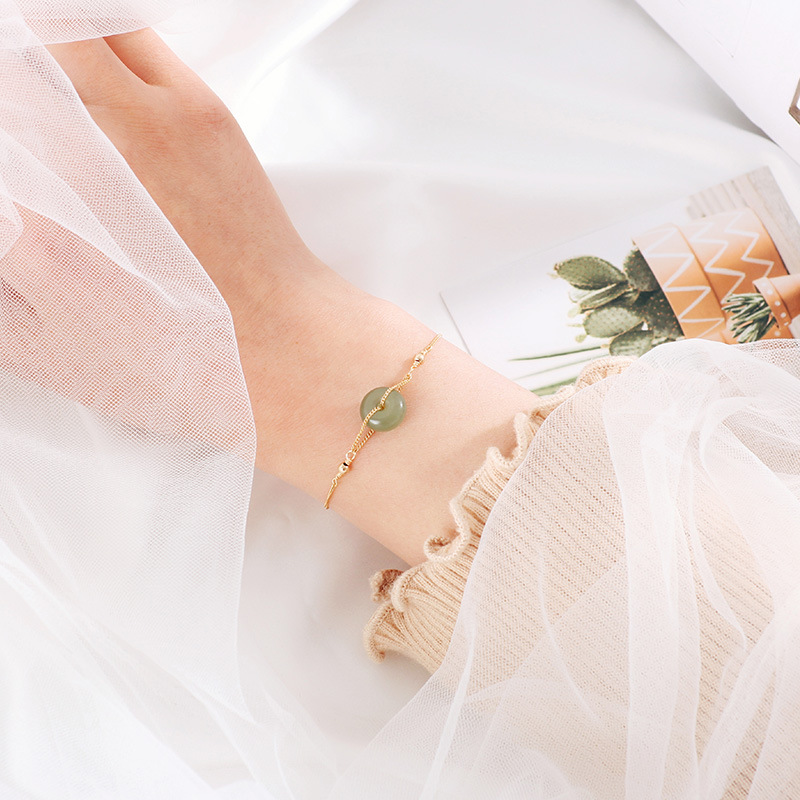 Hetian Jade Bracelet Light Luxury Minority Design Ins Exquisite Female Student Girlfriends Birthday Gift for Girlfriend Mori Style