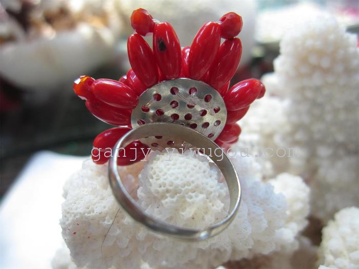  [YiBei Coral] Natural coral - M - shaped beads with crystal hand ring wholesale