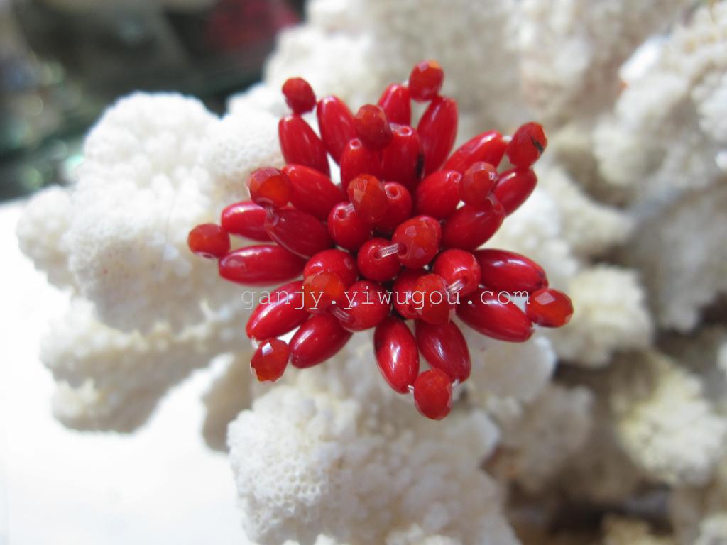  [YiBei Coral] Natural coral - M - shaped beads with crystal hand ring wholesale