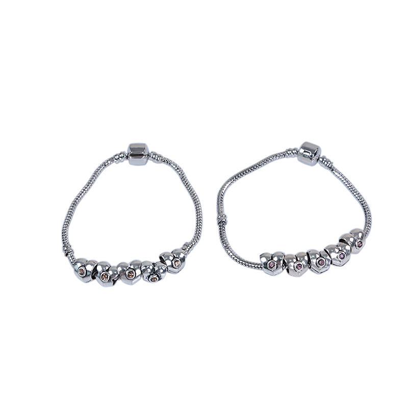 DIY handmade ornaments accessory alloy rhinestone-studded Pandora style heart shape beads