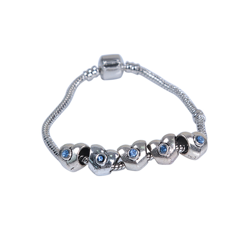 DIY handmade ornaments accessory alloy rhinestone-studded Pandora style heart shape beads