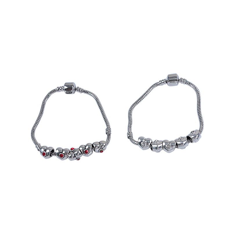 DIY handmade ornaments accessory alloy rhinestone-studded Pandora style heart shape beads