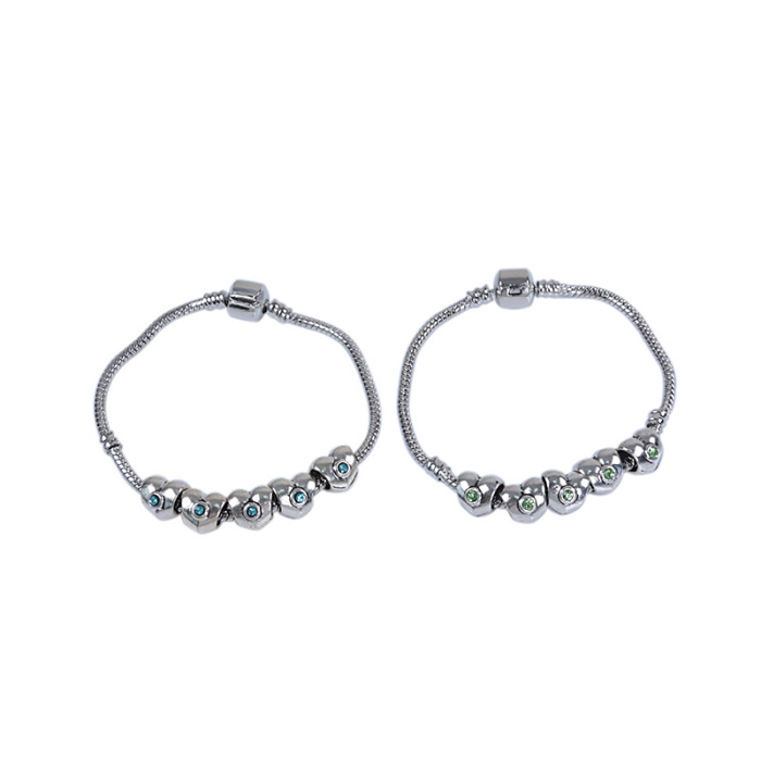 DIY handmade ornaments accessory alloy rhinestone-studded Pandora style heart shape beads