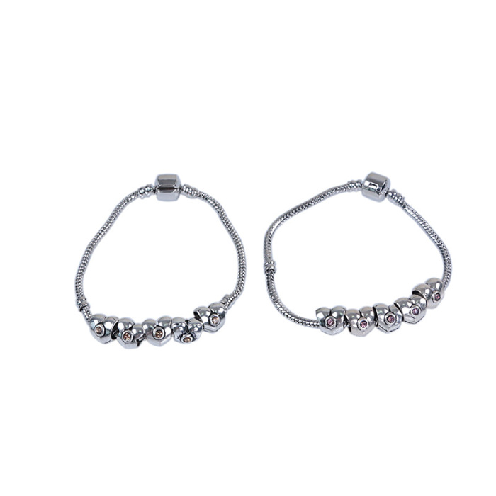 DIY handmade ornaments accessory alloy rhinestone-studded Pandora style heart shape beads