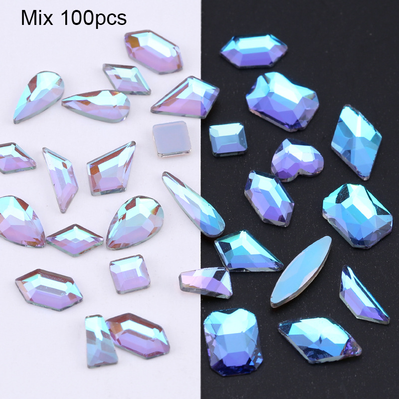 Nail Beauty Ornament Rhinestone Fancy Shape Diamonds Mixed Aurora Diamond Phantom Purple Nail Crystal Bottoming Drill 100 PCs Manicure Jewelry Wholesale Nail Beauty Ornament Rhinestone Fancy Shape Diamonds Mixed Aurora Diamond Phantom Purple Nail Crystal Bottoming Drill 100 PCs Manicure Jewelry Wholesale