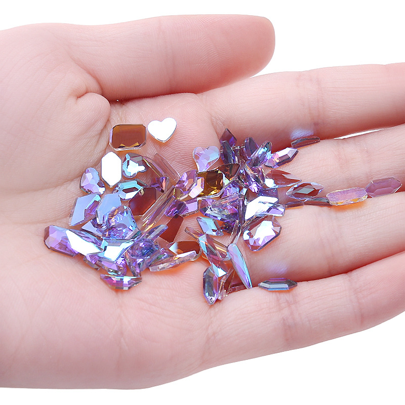 Nail Beauty Ornament Rhinestone Fancy Shape Diamonds Mixed Aurora Diamond Phantom Purple Nail Crystal Bottoming Drill 100 PCs Manicure Jewelry Wholesale Nail Beauty Ornament Rhinestone Fancy Shape Diamonds Mixed Aurora Diamond Phantom Purple Nail Crystal Bottoming Drill 100 PCs Manicure Jewelry Wholesale