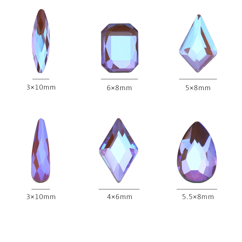Nail Beauty Ornament Rhinestone Fancy Shape Diamonds Mixed Aurora Diamond Phantom Purple Nail Crystal Bottoming Drill 100 PCs Manicure Jewelry Wholesale Nail Beauty Ornament Rhinestone Fancy Shape Diamonds Mixed Aurora Diamond Phantom Purple Nail Crystal Bottoming Drill 100 PCs Manicure Jewelry Wholesale