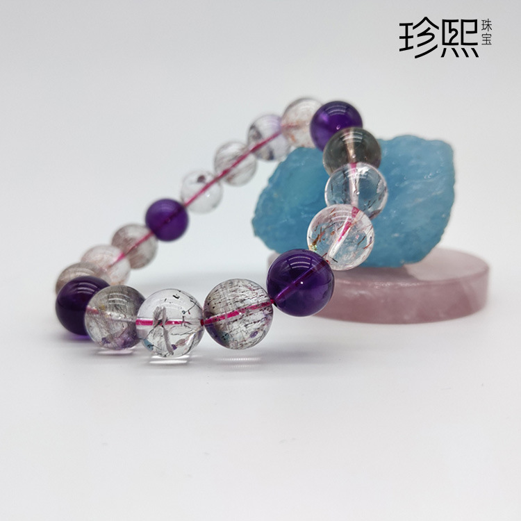 Zhenxi Jewelry Factory Wholesale Sunstone Tourmaline Hair Crystal Amazonite Blue Purple Titanium Ghost