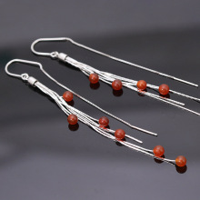 New Trendy Crystal Flower Earrings S925 Sterling Silver Long Fringed Earring Thread Elegant Purple Zircon Earrings 466ex