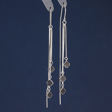 New Trendy Crystal Flower Earrings S925 Sterling Silver Long Fringed Earring Thread Elegant Purple Zircon Earrings 466ex