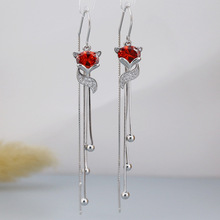 New Trendy Crystal Flower Earrings S925 Sterling Silver Long Fringed Earring Thread Elegant Purple Zircon Earrings 466ex