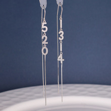 New Trendy Crystal Flower Earrings S925 Sterling Silver Long Fringed Earring Thread Elegant Purple Zircon Earrings 466ex