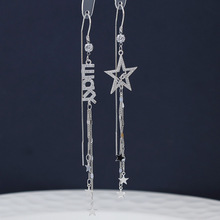 New Trendy Crystal Flower Earrings S925 Sterling Silver Long Fringed Earring Thread Elegant Purple Zircon Earrings 466ex