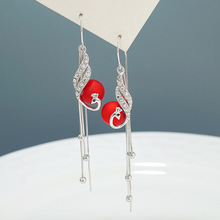 New Trendy Crystal Flower Earrings S925 Sterling Silver Long Fringed Earring Thread Elegant Purple Zircon Earrings 466ex
