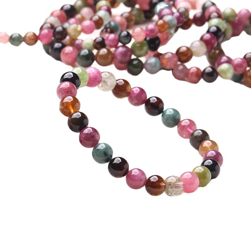 Natural Crystal Bracelet Amethyst Moonstone Green Phantom Quartz Garnet Tourmaline Aquamarine Strawberry Quartz Pink Crystal Purple Titanium
